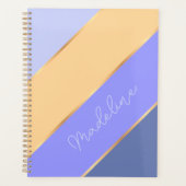 パーソナライズ可能なバイオレットブルー パープル イエロー ゴールドストライプ プランナー手帳 (正面)