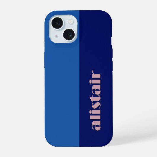 パーソナライズ可能なブロックカラー iPhone 15ケース (裏面)