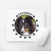 パーソナライズ可能なペット写真テンプレート - 爪跡とテキスト付き マウスパッド (マウス)