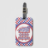 パーソナライズ可能 USA 250–愛国的なレトロ・マーキーデザイン ラゲッジタグ (正面縦)