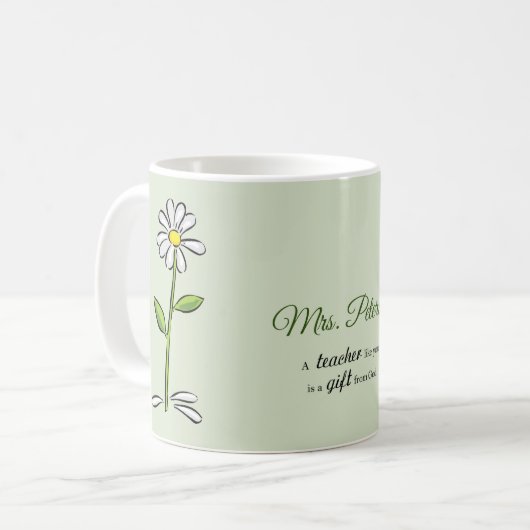 パーソナライズ可, 先生への感謝の宗教的な花 コーヒーマグカップ (正面左)