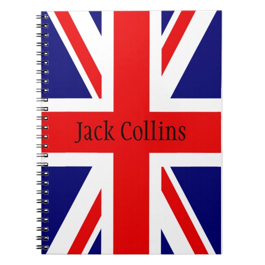 パーソナライズ名イギリス国旗 – Union Jack ノートブック (正面)