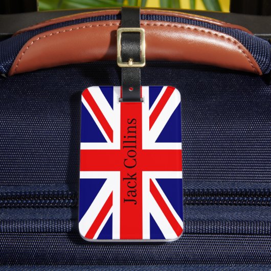 パーソナライズ名イギリス国旗 – Union Jack ラゲッジタグ (正面インサイチュ2)