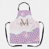 パーソナライズ名トレンディーピンクパープルシルバーゲート エプロン (正面)
