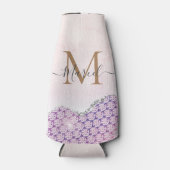 パーソナライズ名トレンディーピンクパープルシルバーゲート ボトルクーラー (正面)