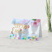 パーソナライズ名ハッピーイースターかわいいバニー美学 カード (正面)