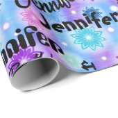 パーソナライズ名ハッピーバースデーピンクブルーラベンダー ラッピングペーパー (ロールコーナー)