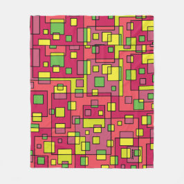 パーソナライズ名バラピンクライムグリーンモダン抽象芸術 フリースブランケット