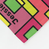 パーソナライズ名バラピンクライムグリーンモダン抽象芸術 フリースブランケット (角)