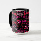 パーソナライズ名バレンタインデー赤いハートブラック マグカップ (正面左)