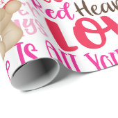 パーソナライズ名バレンタインデーTeddy Bearハート ラッピングペーパー (ロールコーナー)