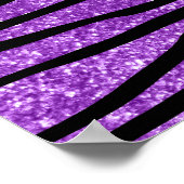 パーソナライズ名パステルパープルグリッターゼブラストリップ ポスター (角)