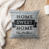 パーソナライズ名ホーム甘いホーム淡い色のウッド素朴 クッション (ブランケット)