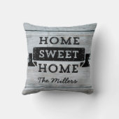 パーソナライズ名ホーム甘いホーム淡い色のウッド素朴 クッション (裏面)