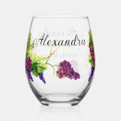 パーソナライズ名メマ必要ワインのブドウ ステムなしワイングラス (裏面)