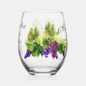 パーソナライズ名メマ必要ワインのブドウ ステムなしワイングラス (左)