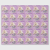 パーソナライズ名ユニコーンガールズ誕生日ギフト ラッピングペーパー (フラット)