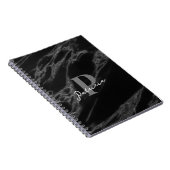 パーソナライズ名初期モダン大理石ブラック ノートブック (右側)