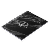 パーソナライズ名初期モダン大理石ブラック ノートブック (左側)