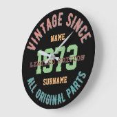 パーソナライズ名誕生日年ヴィンテージギフト ラージ壁時計 (傾斜)