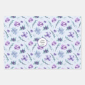 パーソナライズ名誕生日花ラベンダーティール（緑がかった色） ラッピングペーパーシート (正面2)