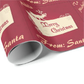 パーソナライズ名赤いレトロトナカイFrom Santaラベル ラッピングペーパー (ロールコーナー)