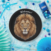 パーソナライズ名野生のオスの獅子打ち ペーパープレート (パーティー)