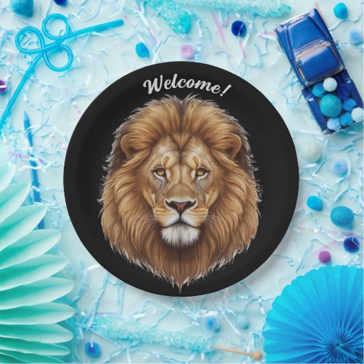 パーソナライズ名野生のオスの獅子打ち ペーパープレート (パーティー)