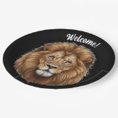 パーソナライズ名野生のオスの獅子打ち ペーパープレート (アングル)