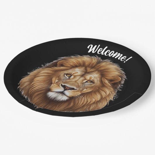 パーソナライズ名野生のオスの獅子打ち ペーパープレート (アングル)