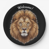 パーソナライズ名野生のオスの獅子打ち ペーパープレート (正面)