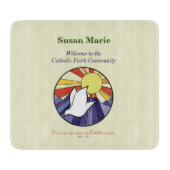 パーソナライズ名、黄色のRCIA鳩の円 カッティングボード (正面)