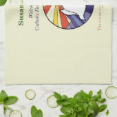 パーソナライズ名、黄色のRCIA鳩の円 キッチンタオル (折り畳み)