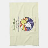 パーソナライズ名、黄色のRCIA鳩の円 キッチンタオル (縦)