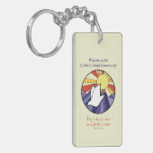 パーソナライズ名、黄色のRCIA鳩の円 キーホルダー (正面左)