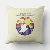 パーソナライズ名、黄色のRCIA鳩の円 クッション (正面)