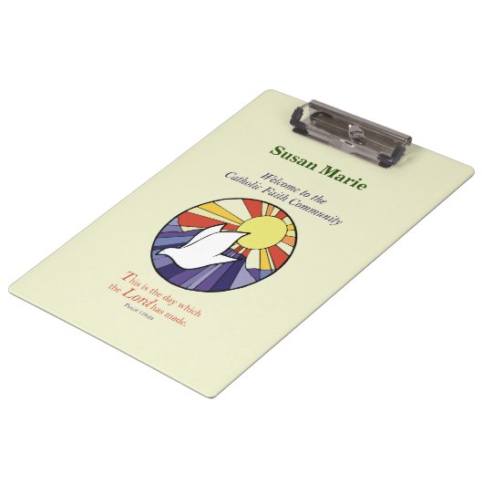 パーソナライズ名、黄色のRCIA鳩の円 クリップボード (アングル)