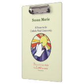 パーソナライズ名、黄色のRCIA鳩の円 クリップボード (左)