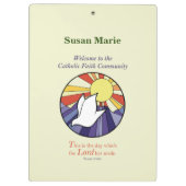 パーソナライズ名、黄色のRCIA鳩の円 クリップボード (裏面)