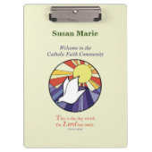 パーソナライズ名、黄色のRCIA鳩の円 クリップボード (正面)