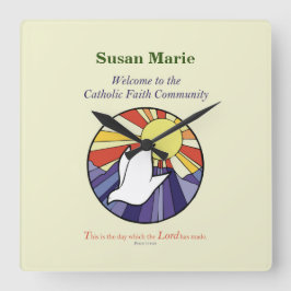 パーソナライズ名、黄色のRCIA鳩の円 スクエア壁時計