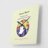 パーソナライズ名、黄色のRCIA鳩の円 スクエア壁時計 (傾斜)