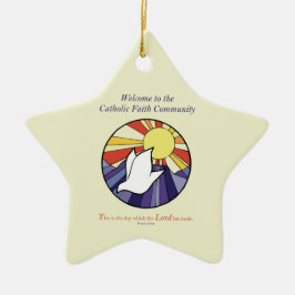 パーソナライズ名、黄色のRCIA鳩の円 セラミックオーナメント