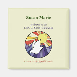 パーソナライズ名、黄色のRCIA鳩の円 マグネット