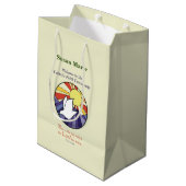 パーソナライズ名、黄色のRCIA鳩の円 ミディアムペーパーバッグ (裏面アングル)