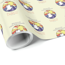 パーソナライズ名、黄色のRCIA鳩の円 ラッピングペーパー