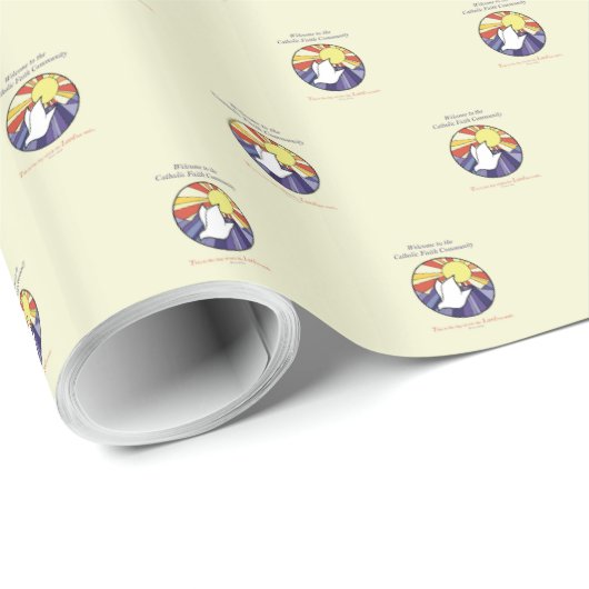 パーソナライズ名、黄色のRCIA鳩の円 ラッピングペーパー (ロールコーナー)