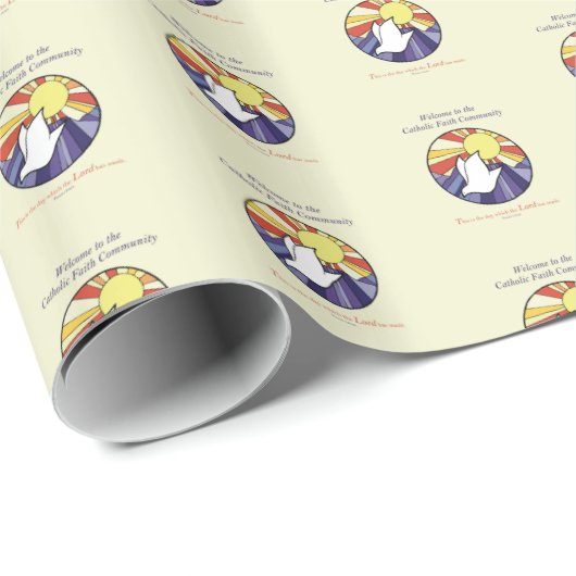 パーソナライズ名、黄色のRCIA鳩の円 ラッピングペーパー (ロールコーナー)