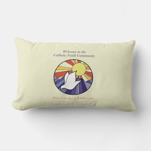 パーソナライズ名、黄色のRCIA鳩の円 ランバークッション (正面)