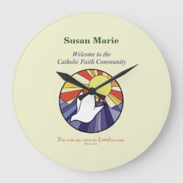 パーソナライズ名、黄色のRCIA鳩の円 ラージ壁時計